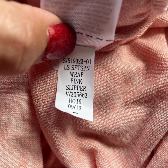 NWT Gap Long Sleeve Faux Wrap Top in Pink Slipper, Size Medium, Cottagecore - Picture 8 of 9